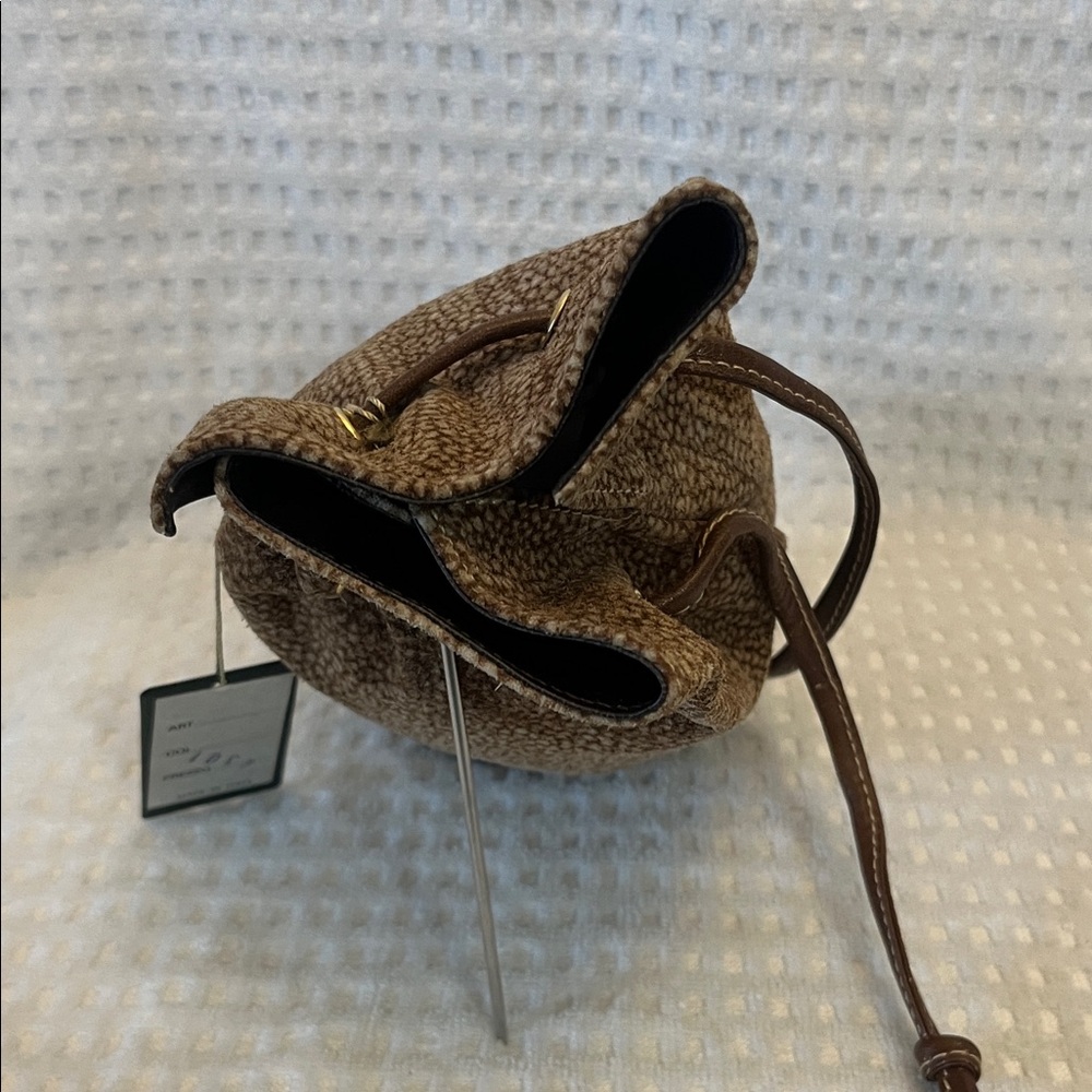 Bettina Brown Textured Drawstring Bag - Picture 8 of 10